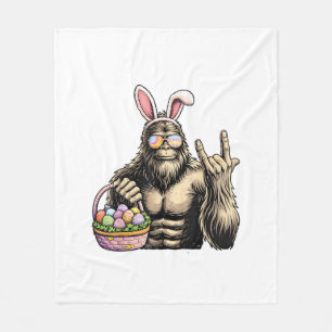 Funny Bigfoot Easter Egg Rock Sasquatch Easter Day Fleece Blanket