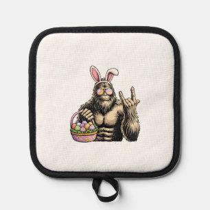 Funny Bigfoot Easter Egg Rock Sasquatch Easter Day Pot Holder