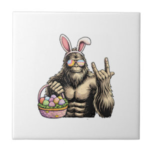 Funny Bigfoot Easter Egg Rock Sasquatch Easter Day Tile