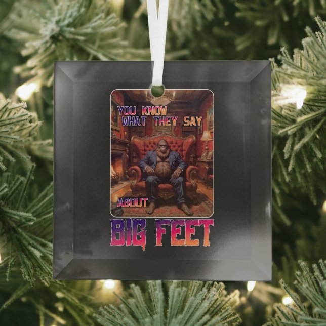 Funny Bigfoot Feet Meme Glass Tree Decoration (Insitu)