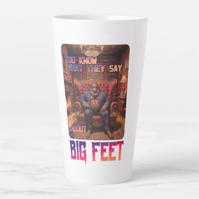 Funny Bigfoot Feet Meme Latte Mug (Front)