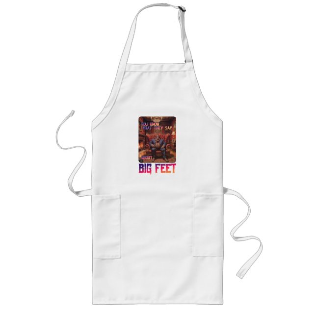 Funny Bigfoot Feet Meme Long Apron (Front)