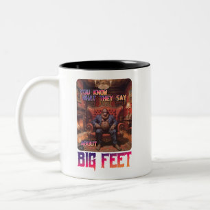 Funny Bigfoot Feet Meme Two-Tone Coffee Mug