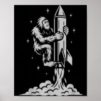 Funny Bigfoot Flying Into Space With Stars And Cos