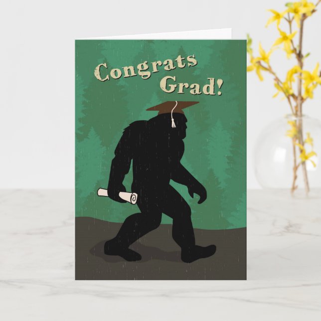 Funny Bigfoot Graduation Card (Yellow Flower)