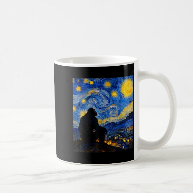 Funny Bigfoot Graphic Van Gogh Style Sasquatch Sta Coffee Mug (Right)