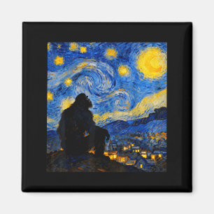 Funny Bigfoot Graphic Van Gogh Style Sasquatch Sta Magnet