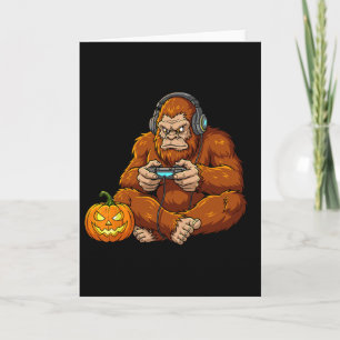 Funny Bigfoot Halloween Costume Gamer Video Gaming Card