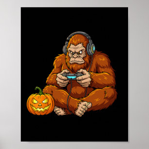 Funny Bigfoot Halloween Costume Gamer Video Gaming Poster