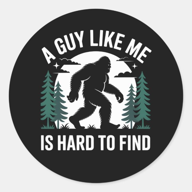 Funny Bigfoot Hiking Sasquatch Humour Men Classic Round Sticker (Front)