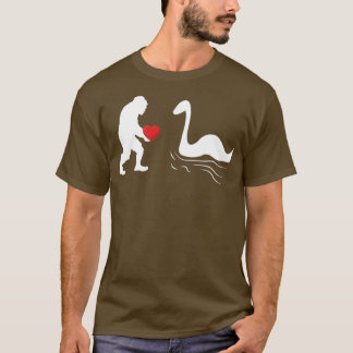 Funny Bigfoot Holding Heart For Valentines Day Sas T-Shirt