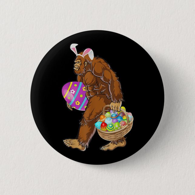 Funny Bigfoot Hunting Easter Eggs  6 Cm Round Badge (Front)
