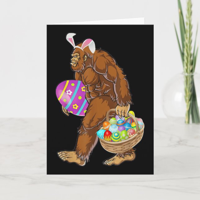 Funny Bigfoot Hunting Easter Eggs  Card (Front)