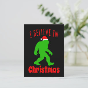 Funny Bigfoot I Believe In Christmas Invitation Postcard