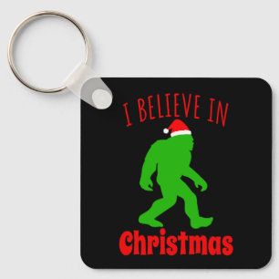Funny Bigfoot I Believe In Christmas    Key Ring