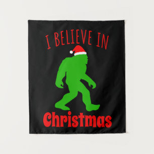 Funny Bigfoot I Believe In Christmas     Tapestry
