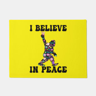Funny Bigfoot I Believe In Peace Doormat