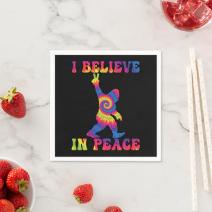 Funny Bigfoot I Believe In Peace Napkin