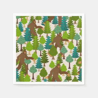 Funny Bigfoot in the Woods Cartoon Napkin
