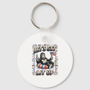 Funny Bigfoot Let’s Get Lit Up Patriotic Key Ring