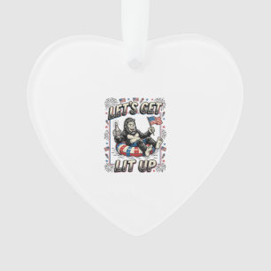 Funny Bigfoot Let’s Get Lit Up Patriotic Ornament