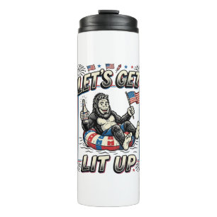 Funny Bigfoot Let’s Get Lit Up Patriotic Thermal Tumbler