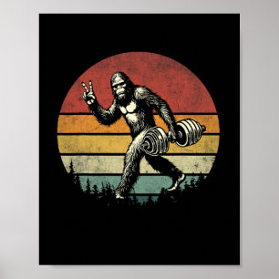 Funny Bigfoot Lifting Gym Retro Bigfoot Sasquatch  Poster