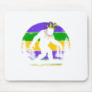 Funny Bigfoot Mardi Gras Sasquatch Artwork Mouse Pad