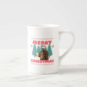 Funny Bigfoot - Merry Christmas Bone China Mug