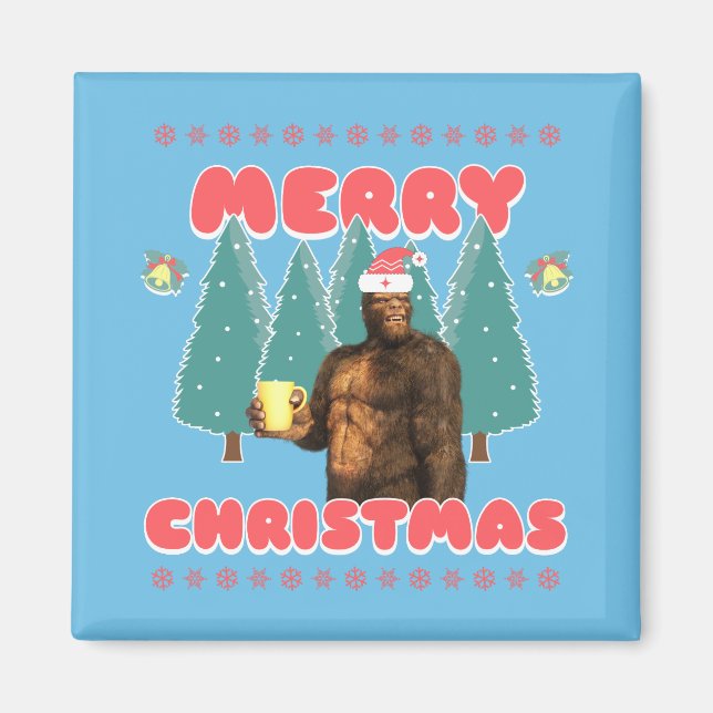 Funny Bigfoot - Merry Christmas Magnet (Front)