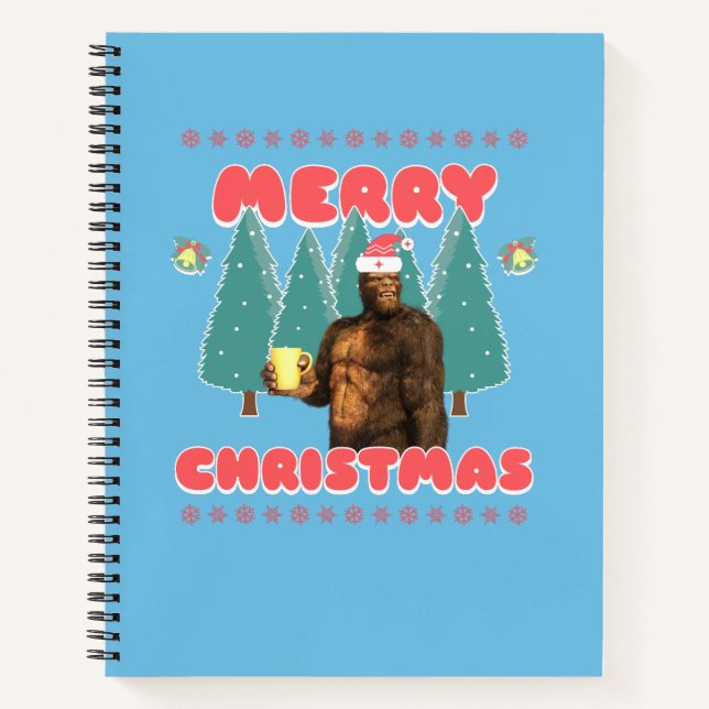 Funny Bigfoot - Merry Christmas Notebook (Front)