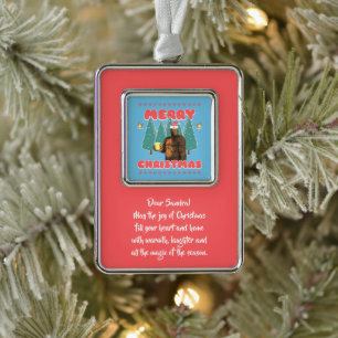 Funny Bigfoot - Merry Christmas Personalised Silver Plated Framed Ornament