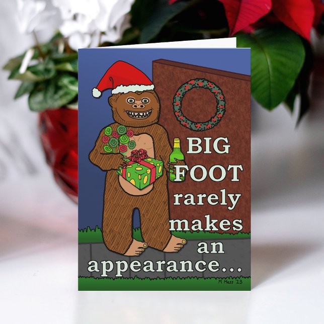 Funny Bigfoot Merry Christmas Pun Sasquatch Holiday Card (Creator Uploaded)