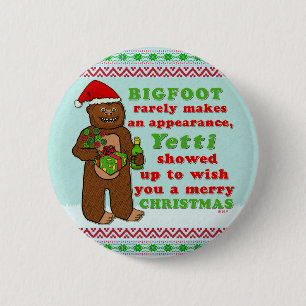 Funny Bigfoot Merry Christmas Sasquatch Pun 6 Cm Round Badge