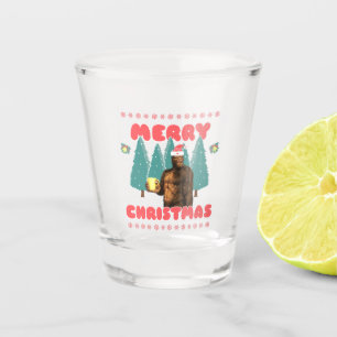 Funny Bigfoot - Merry Christmas Shot Glass