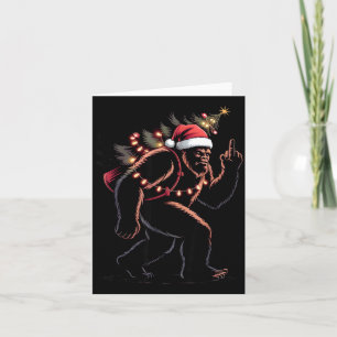 Funny Bigfoot Middle Finger Christmas Sasquatch An Card