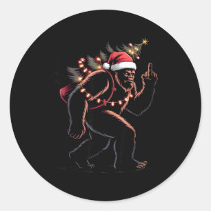 Funny Bigfoot Middle Finger Christmas Sasquatch An Classic Round Sticker