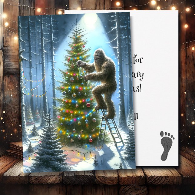Funny Bigfoot Personalised Christmas Holiday Card (Creator Uploaded)