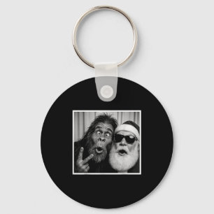 Funny Bigfoot Photobooth With Santa Christmas Xmas Key Ring