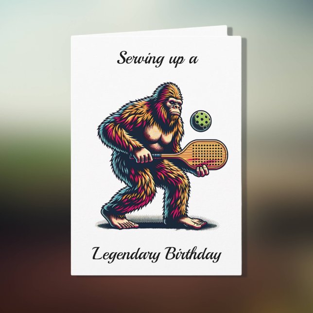 Funny Bigfoot Pickleball Birthday Card (Creator Uploaded)