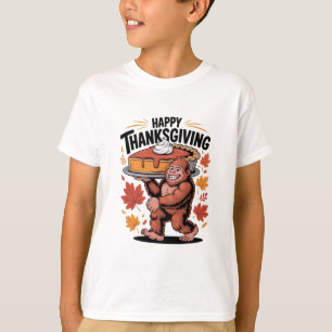 Funny Bigfoot Pumpkin Pie Happy Thanksgiving Humor T-Shirt