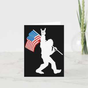 Funny Bigfoot Rock And Roll Usa Flag For Sasquatch Card