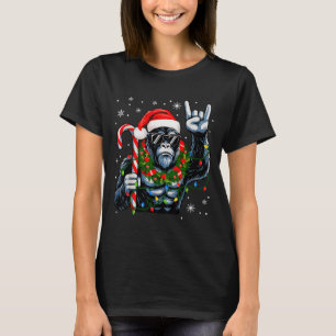 Funny Bigfoot Rock On Pajamas Pjs Christmas Xmas M T-Shirt