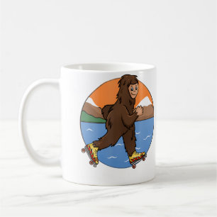 Funny Bigfoot Roller Skating Lover Skater Illustra Coffee Mug