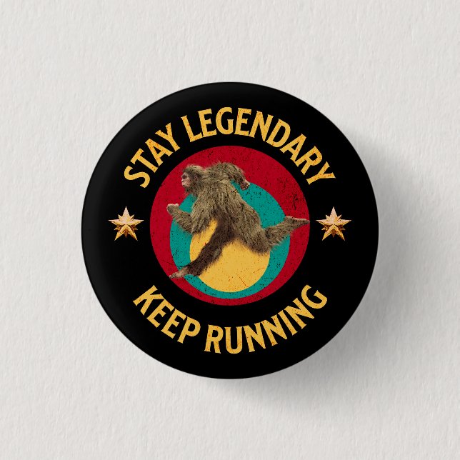 Funny Bigfoot Running Motivation 3 Cm Round Badge (Front)