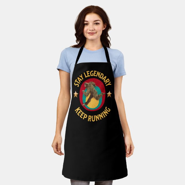 Funny Bigfoot Running Motivation Apron (Worn)