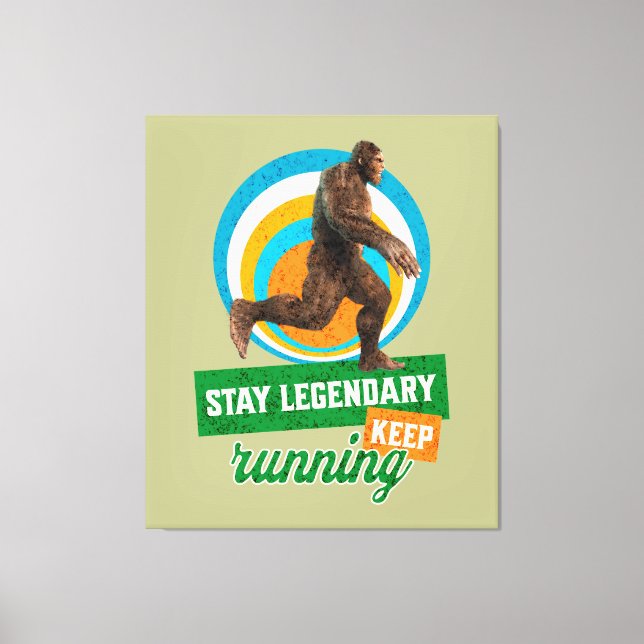 Funny Bigfoot Running Motivation Canvas Print (Front)