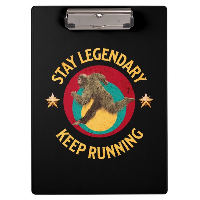 Funny Bigfoot Running Motivation Clipboard (Front)