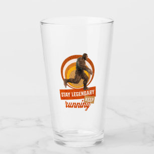 Funny Bigfoot Running Motivation Glass