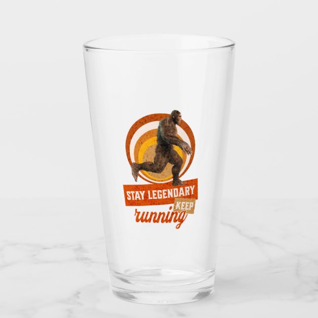 Funny Bigfoot Running Motivation Glass (Front)